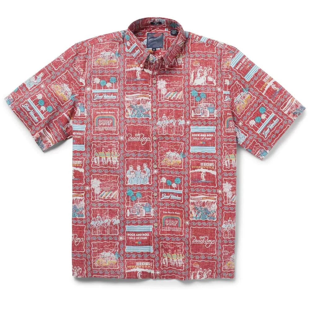 Classic Red Boys Short Sleeve Button Down Hawaiian Beach Shirt