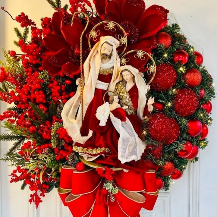 Sacred Christmas Wreath with Lights、、sdecorshop