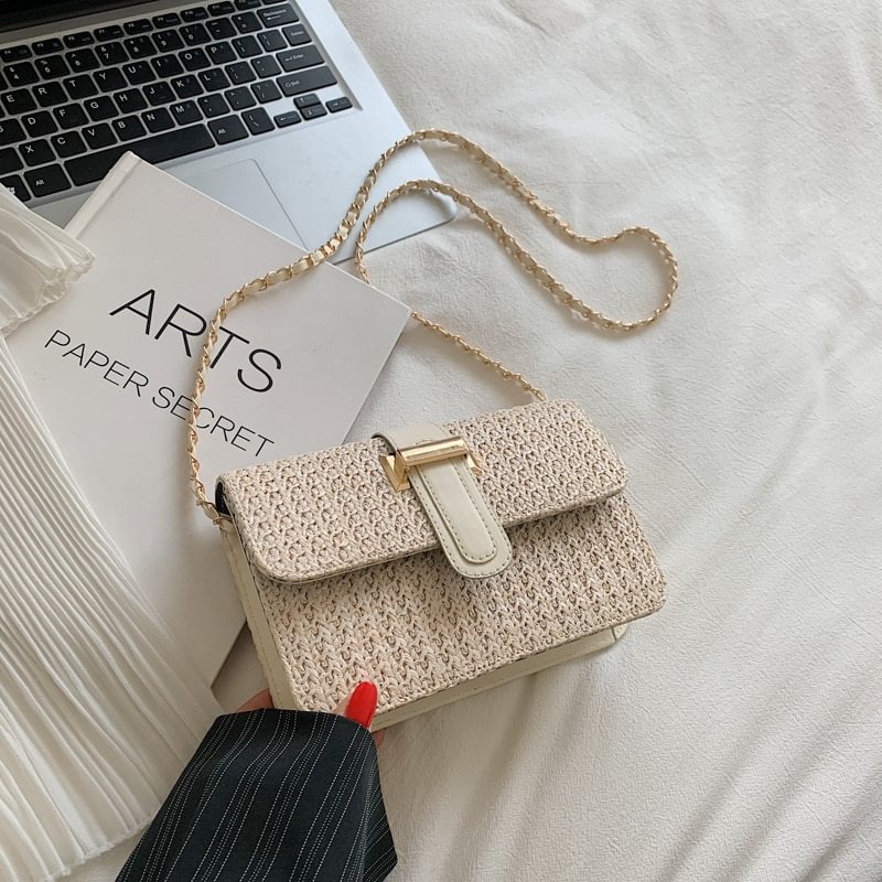 Fashion Woven Straw Shoulder Bag Female Crossbody Messenger Bags for Women 2022 Summer Beach Handbags Purses Travel Shopping Bag US Mall Lifes