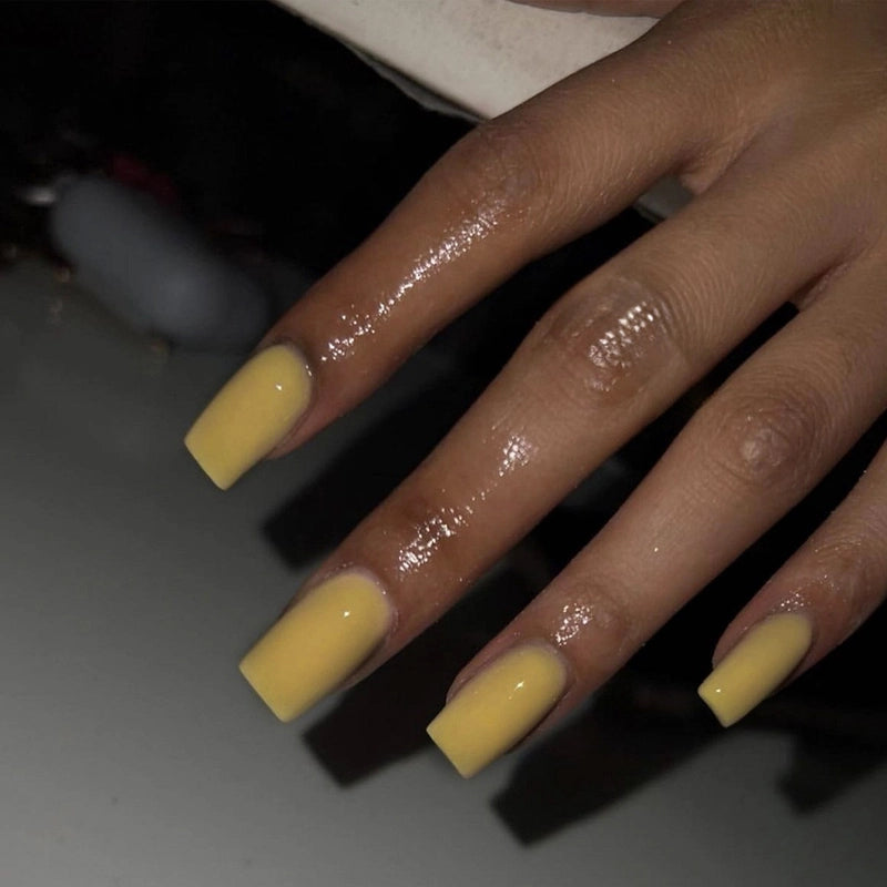 French Style Minimalist Solid Color Plastic Nail Patches 1 Set