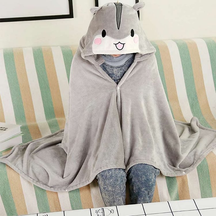 Cartoon Hamster Plush Wearable Hooded Blanket - Modakawa modakawa