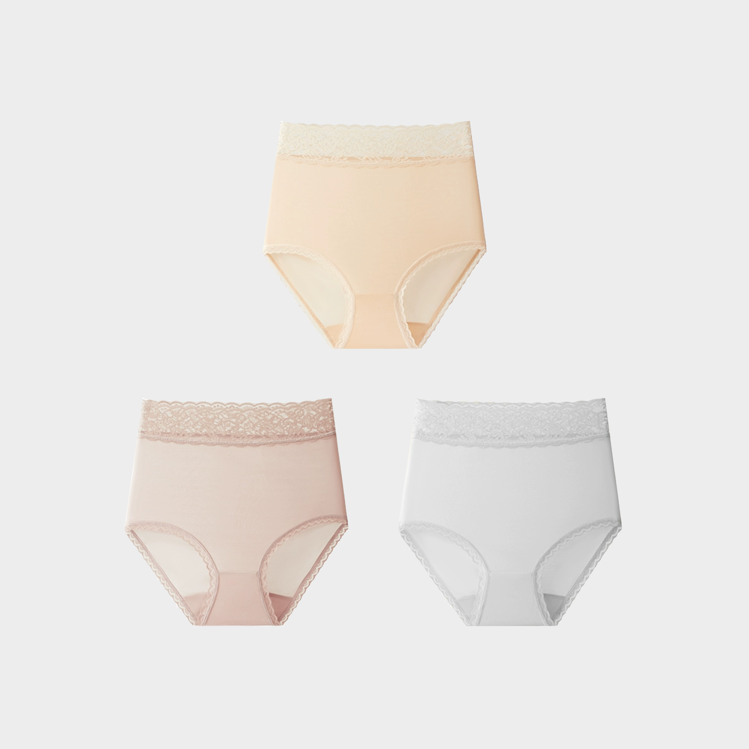 Dreamy Lace Silk Panties High Waist 3-Pack REAL SILK LIFE