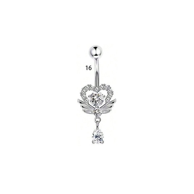 1 Piece Belly Rings Minimalist Classic Style Water Droplets 304 Stainless Steel Inlay Zircon Belly Rings