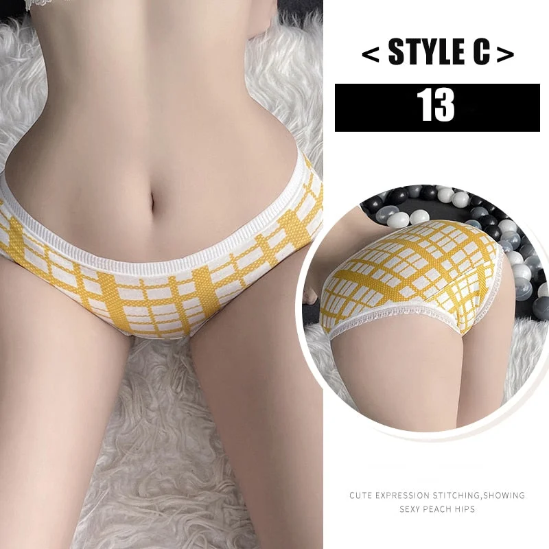 Women's Cotton Underwear Kawaii  Anime Coverage Panties Sexy Lace Breathable Soft Lingerie Lovely Cute Seamless Stretch Briefs
