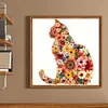 Floral Cat Bead Embroidery Kit Pre-Printed Bead Cross stitch
