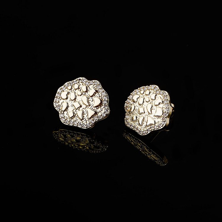 Flower Shaped Stud Earrings Sparkle Bling Jewelry