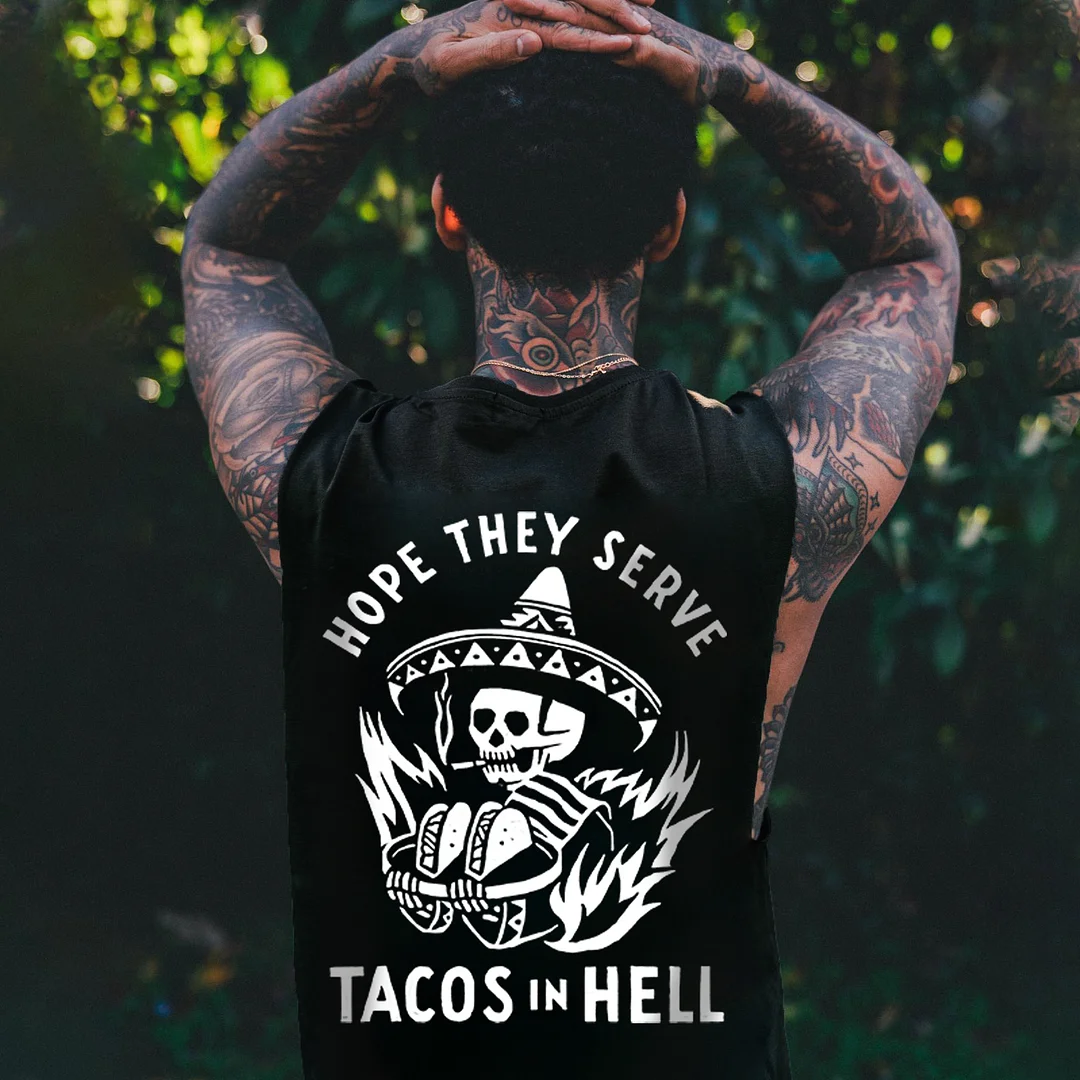 Hope They Serve Tacos In Hell Skull Print Men's Vest -  