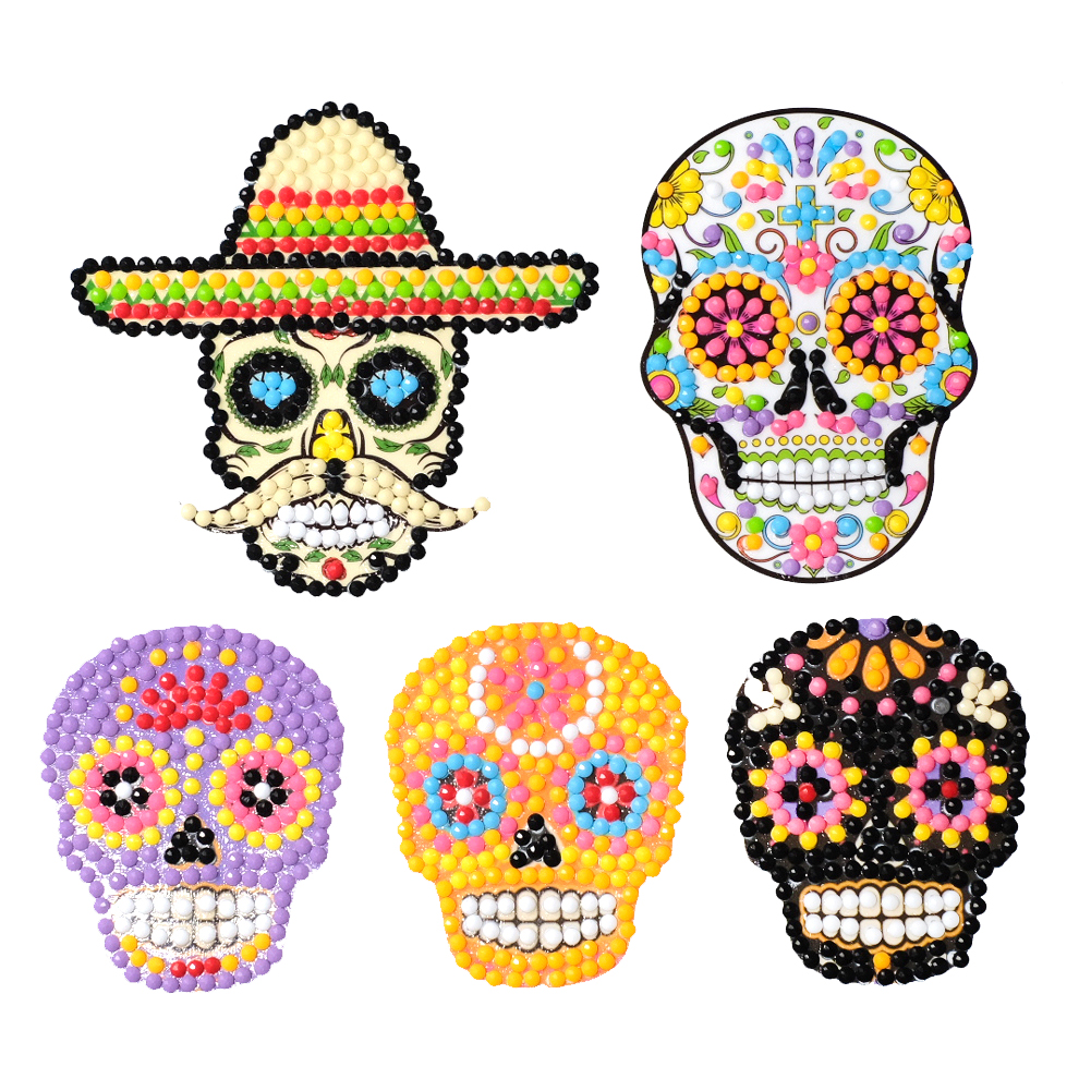 

5pcs Color Skulls - 5D DIY Craft Sticker, 501 Original