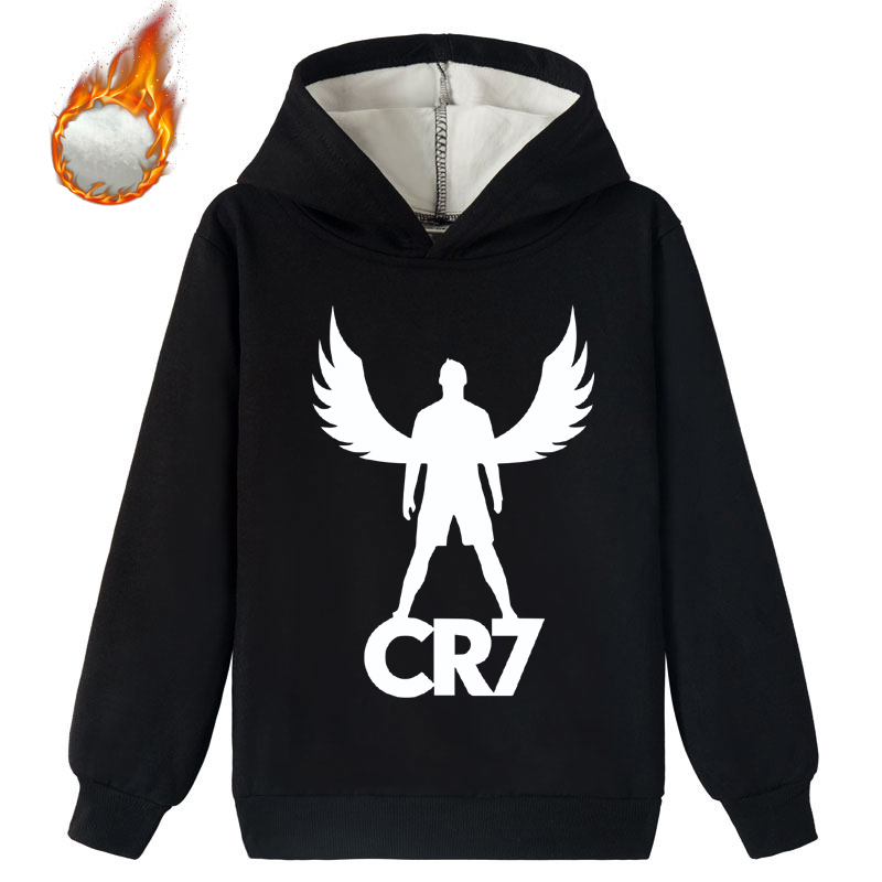 Mayoulove Ronaldo Fleece Hoodie for Kids - Unisex Soccer Sweatshirt, Perfect Gift for Young Fans-Mayoulove