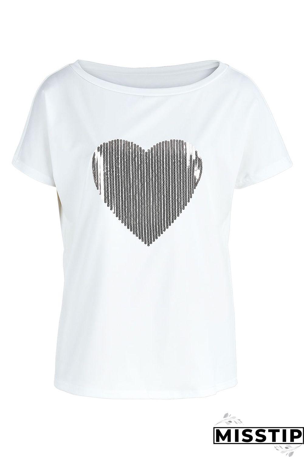 White Red Casual Print Bronzing Patchwork O Neck T-Shirts