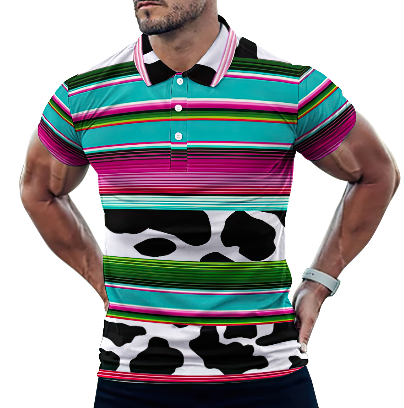 Traditional Spanish Serape Fiesta Mexican Blanket Men's Short Sleeve Casual Polo Shirts