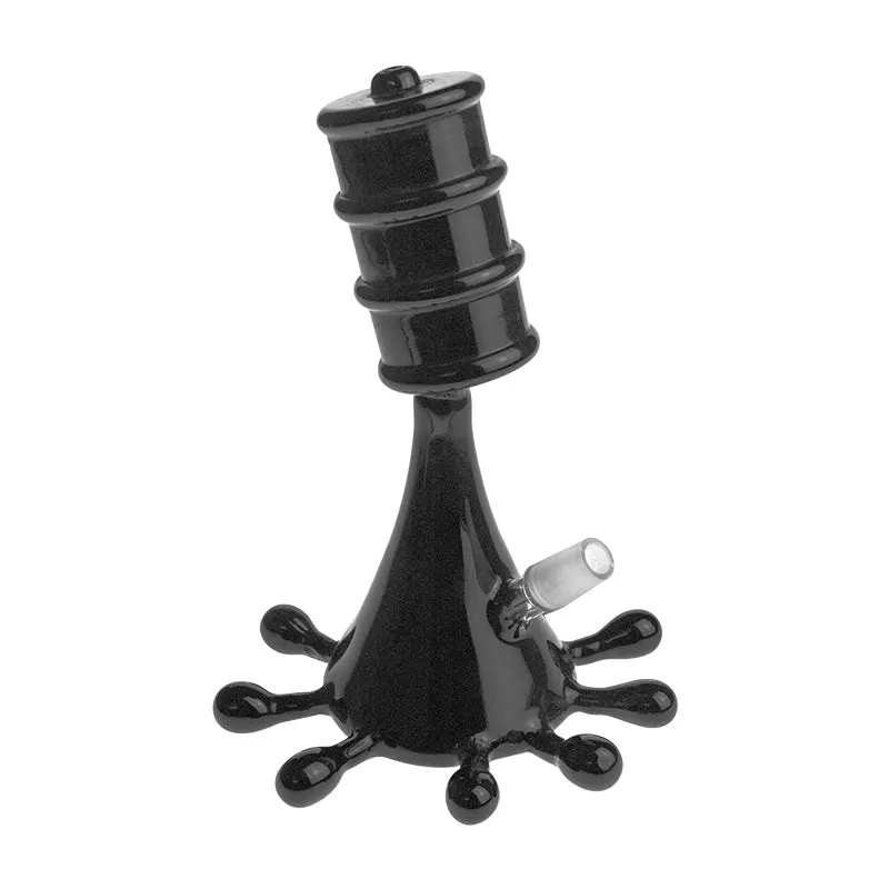 7" Black Octopus with Oil Drum Recycler Water Bong