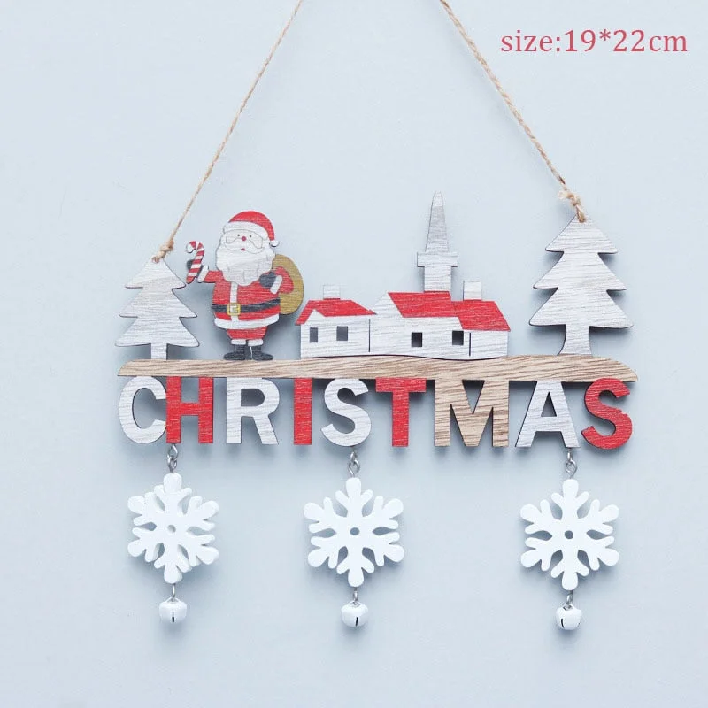 Cifeeo Wooden Christmas Door Hanging Oranments Santa Claus Snowman Elk Merry Christma Decor For Home 2023 Naviidad Door Noel Pendants
