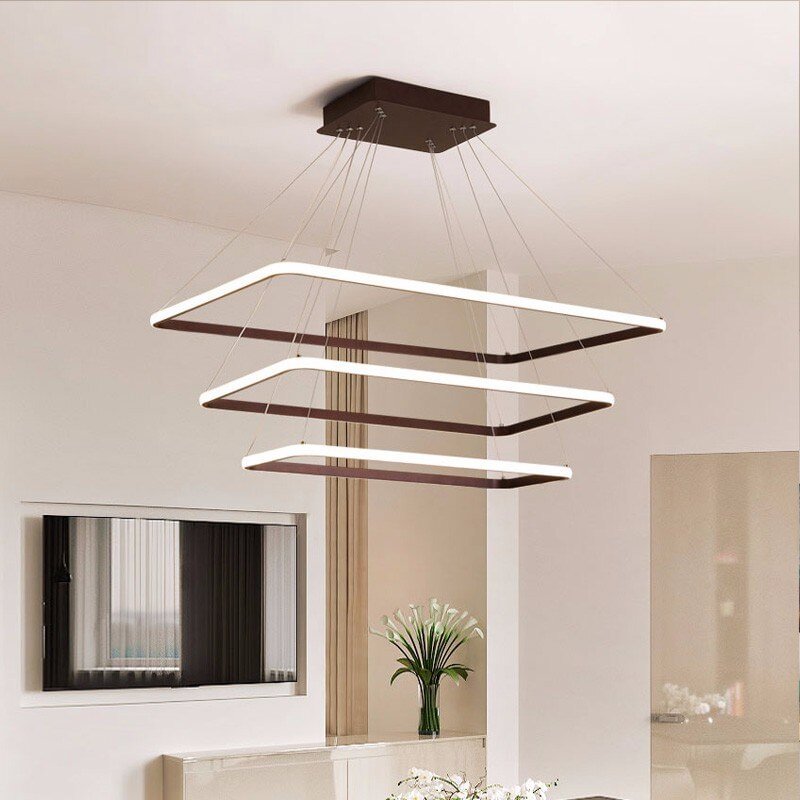 Modern LED Pendant Lights For Dining Room Fixtures Black White Home Living Bedroom Hanging Lamp With Remote Dimmable Luster