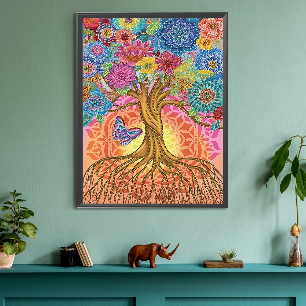 Special Shape Diamond Painting 30*40cm - Tree And Butterflies
