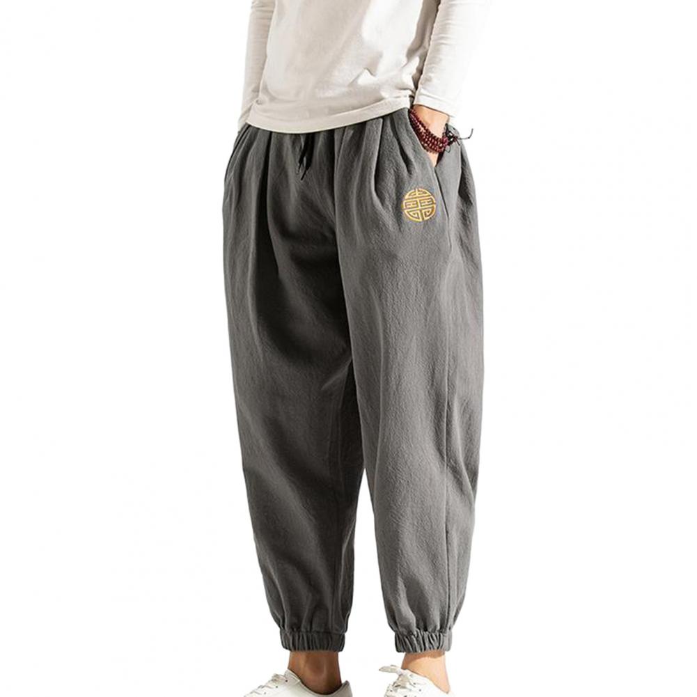 2025 Men Cotton Linen Harem Pants Men Summer Print Breathable Linen Cropped Pants Male Casual Baggy Drawstring Beach Pants 6XL | Thingsroom