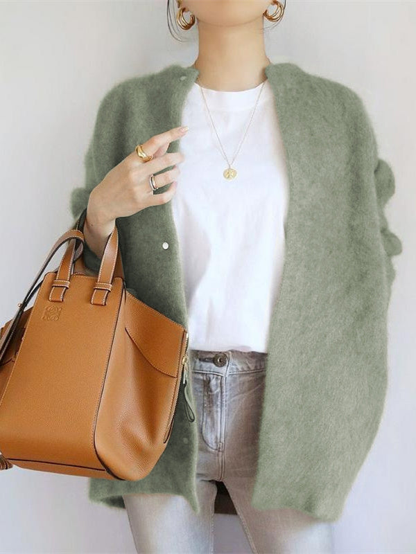 Women Half Sleeve V-neck Solid Color Dress