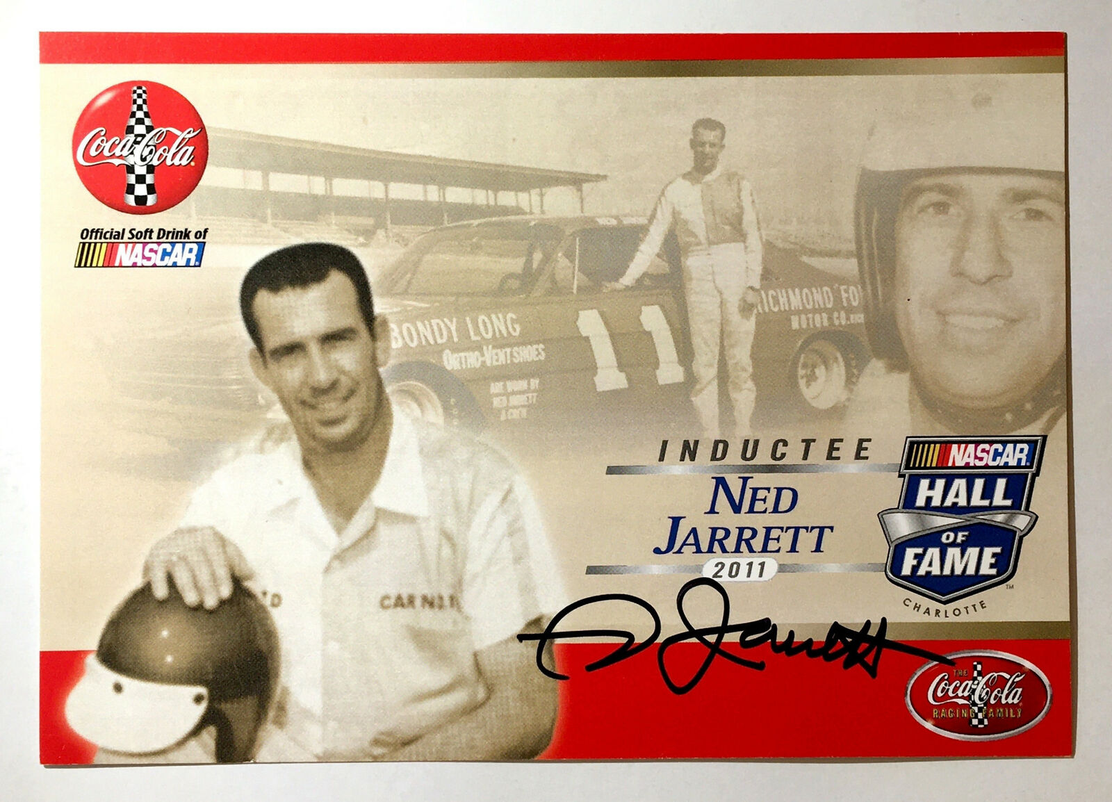 Ned Jarrett Signed 5 x 7 Photo Poster painting Promo Hero Card Postcard NASCAR  Ship Auto