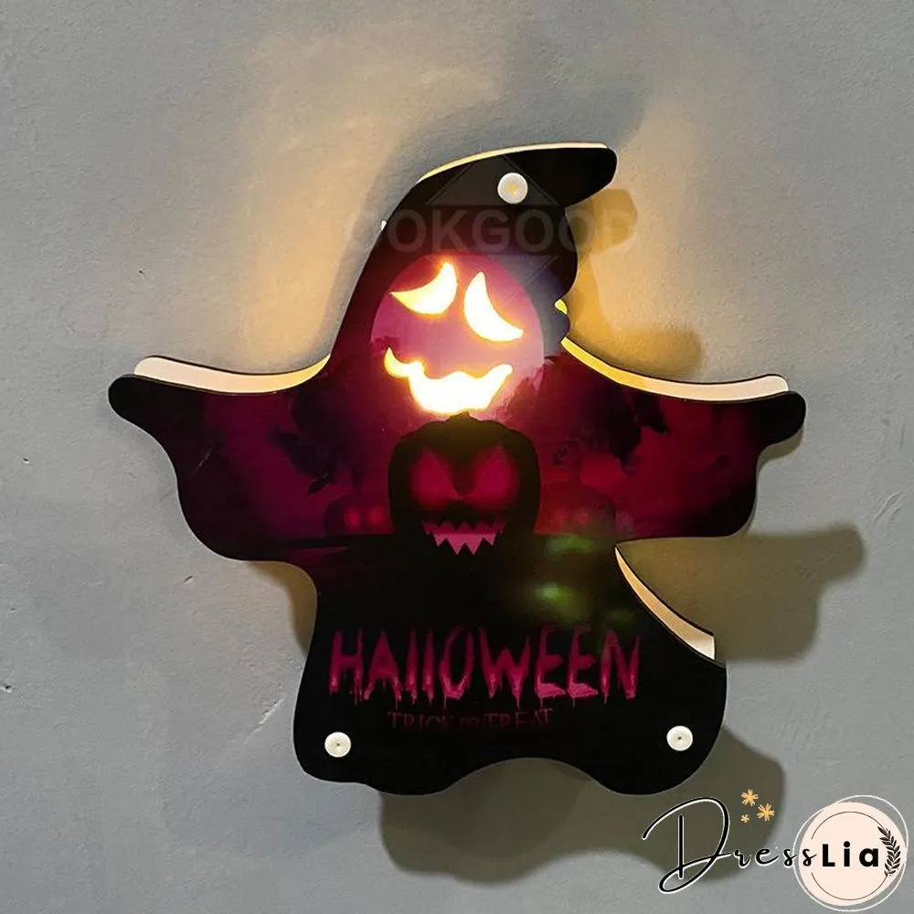 Wooden Halloween Themed LED Light For Holiday Decoration