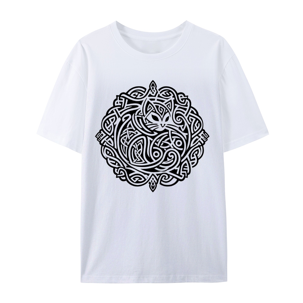 Celtic Cat's Whimsy: A Knotwork Enchantment T-shirt