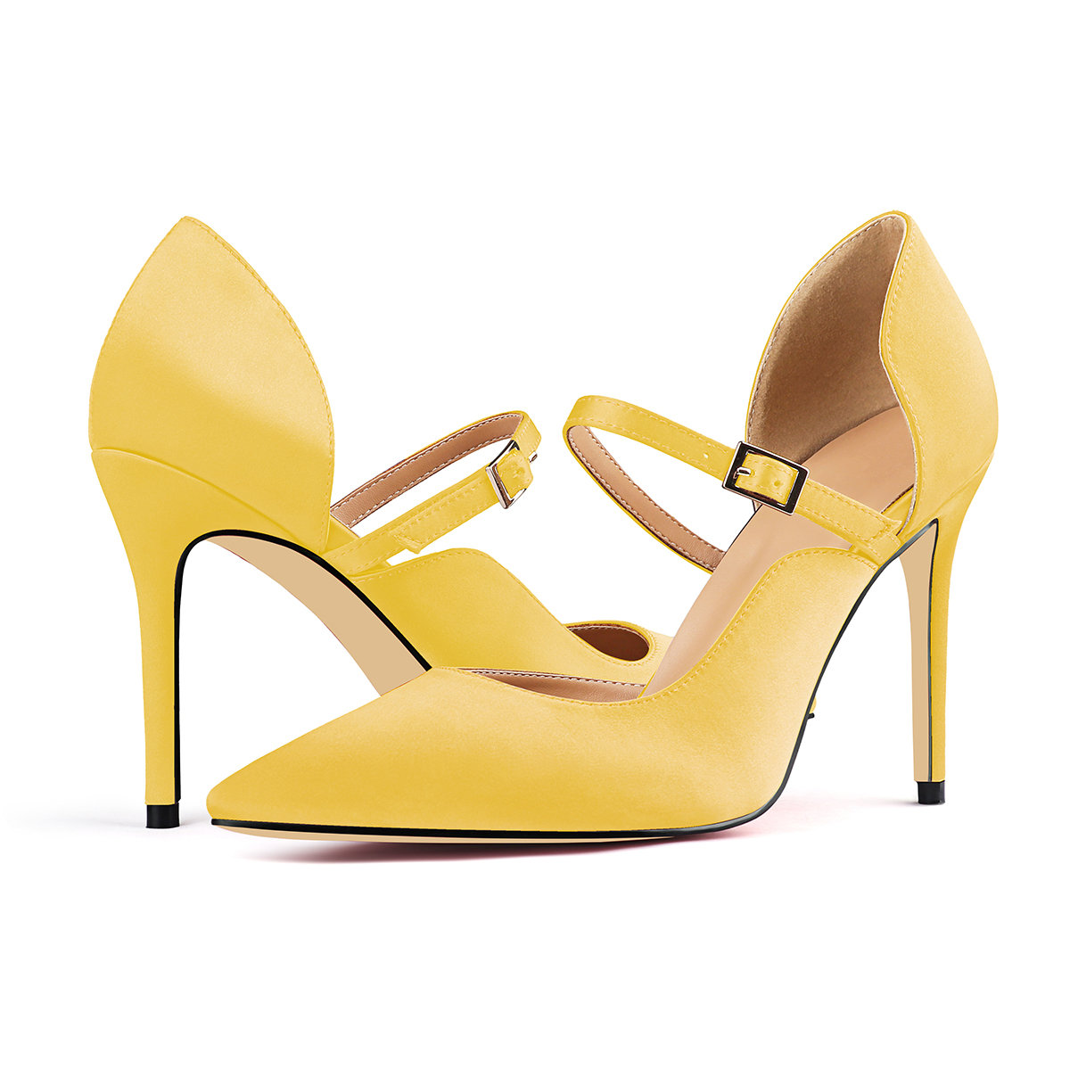 100mm Women's Classic Elegant Stilettos Pointed Toe Apricot Bottom Silk High Heels-MERUMOTE