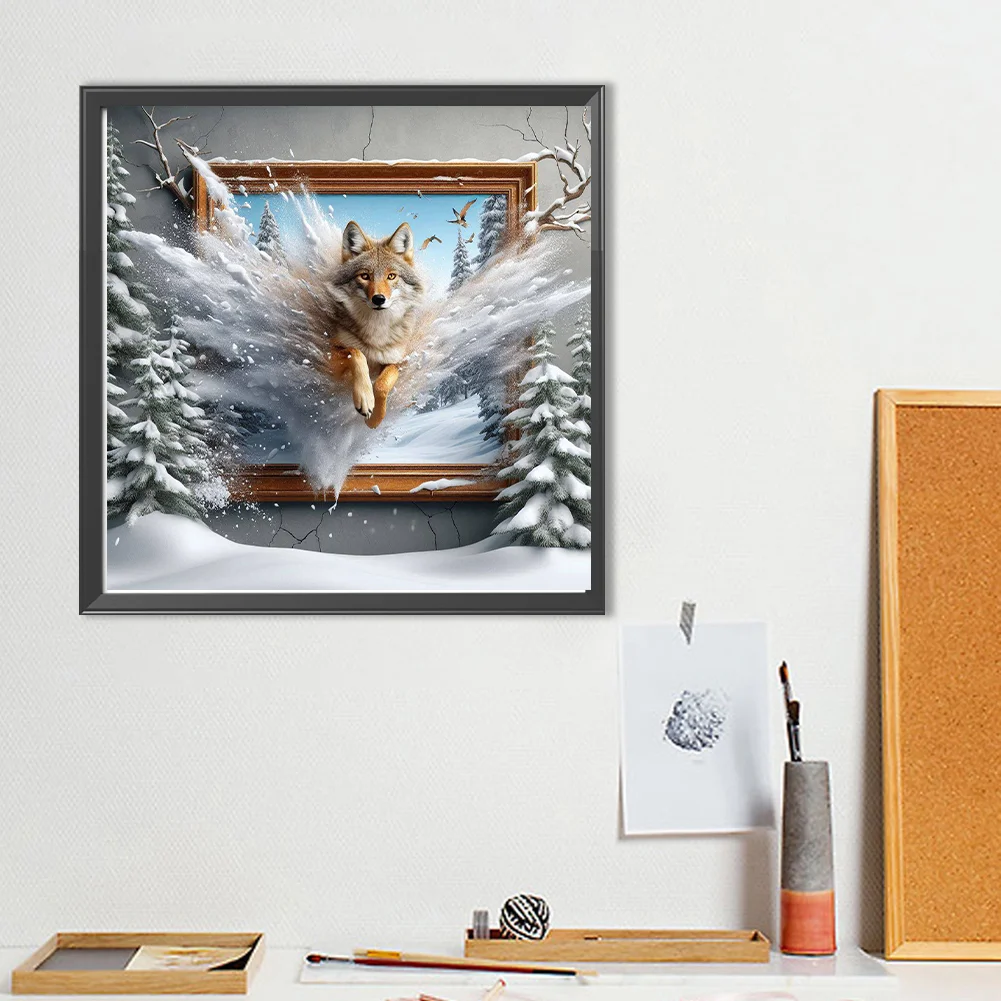 Diamond Painting - Full Round Drill - Wolf Out of the Frame(Canvas|40*40cm)