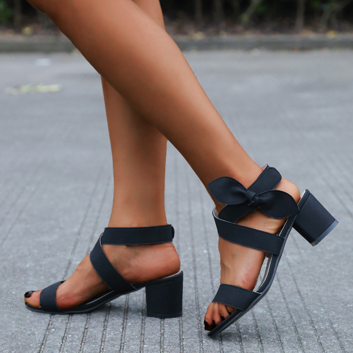 Bow Wedge Sandals Large Size Women's Shoes