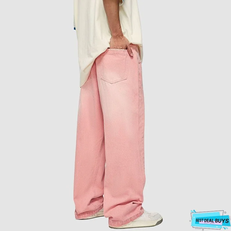 Macaron Inspired Washed Wide Leg Jeans