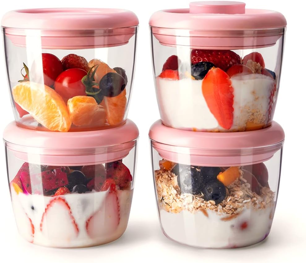 Ankou 4-Pc Meal Prep Containers - 400ml Airtight Lunch Boxes