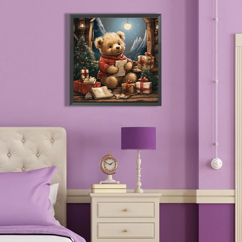 Diamond Painting - Full Round Drill - Christmas Eve Bear(Canvas|40*40cm)