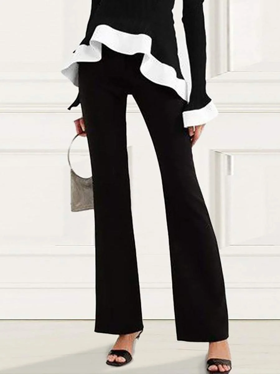 Elegant Color Matching Long-sleeved Two-piece Set