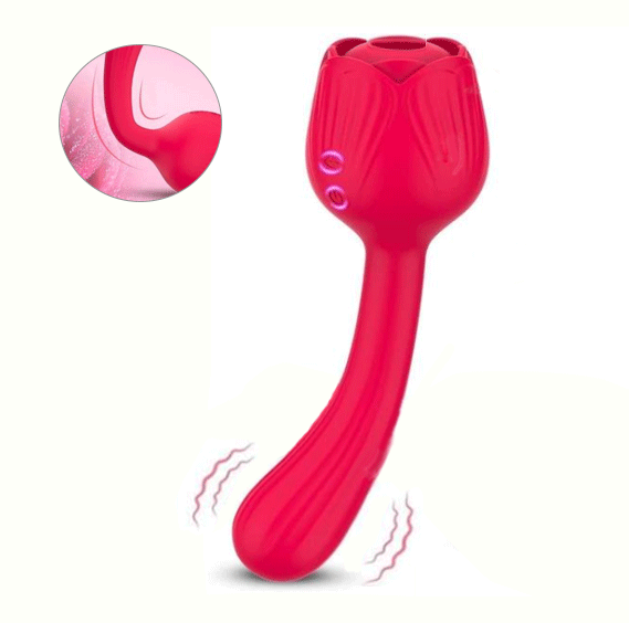 Vibrating & Sucking Dildo Rose Sexual Toy