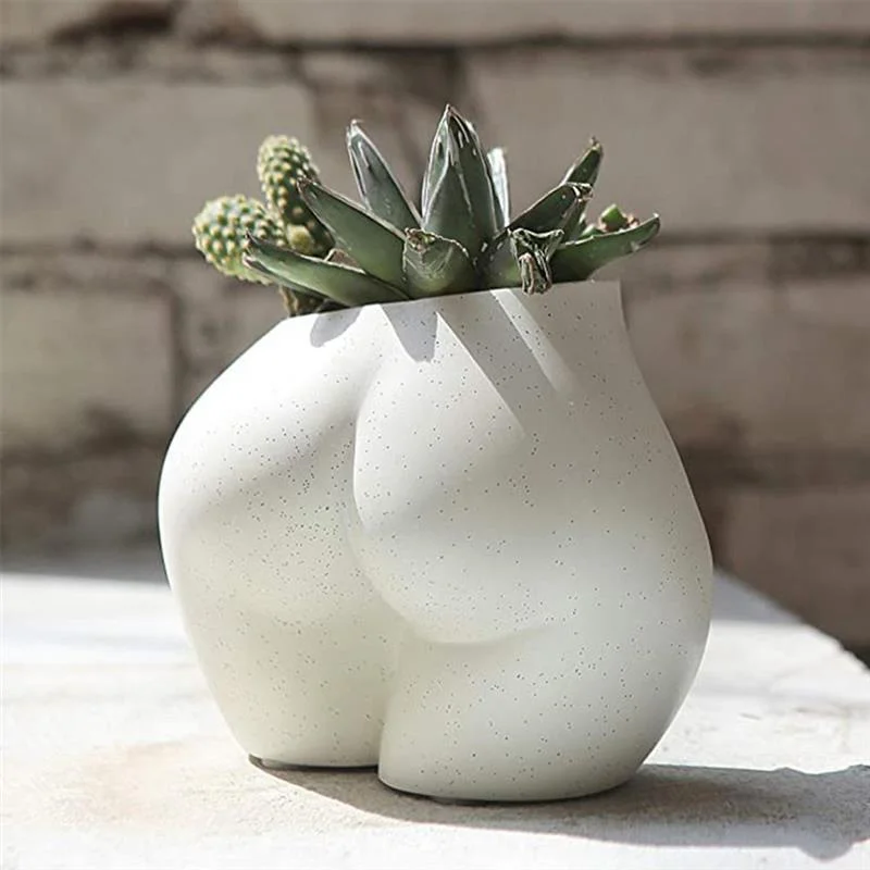 Nordic Style Female Body Plant Pot Resin Flower Vase Chest Butt Shaped Vase Planter For Modern Home Office Decorat Ornaments