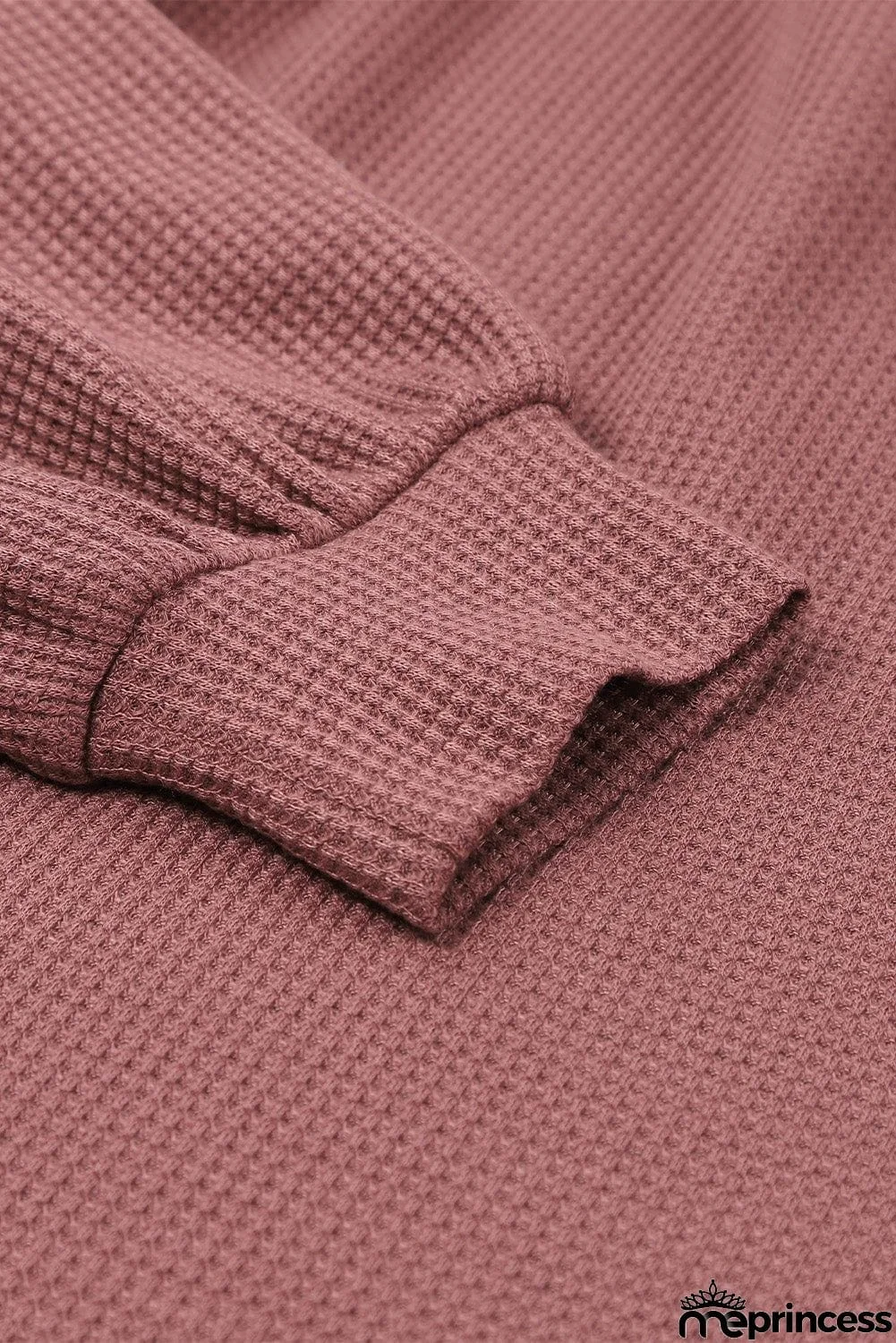 Scoop Neck Puff Sleeve Waffle Knit Top