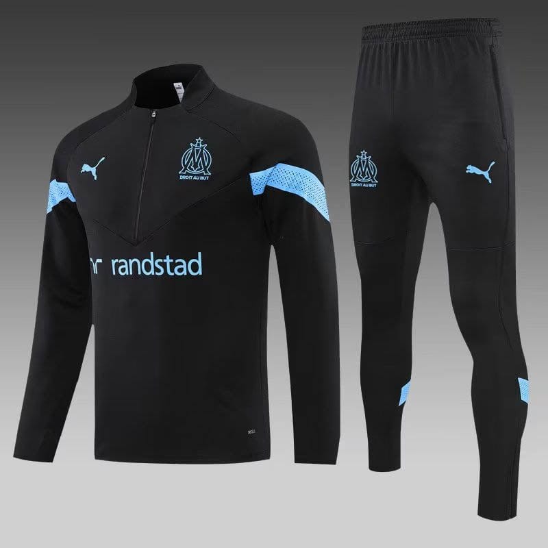 2022/2023 Olympique de Marseille Half-Pull Training Suit Black Football Jersey mysite