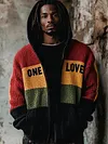 Men's Body Muscle 3D Pattern Print Casual Zipper Plus Size Knitted Hooded Jacket Coat