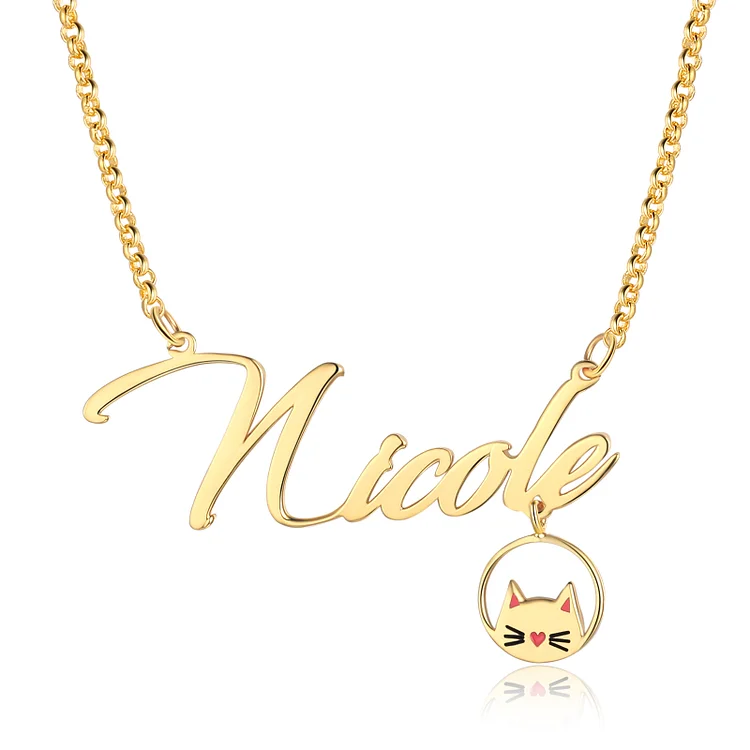 Personalized Cat Name Necklace with Cat Pendant Necklace for Her