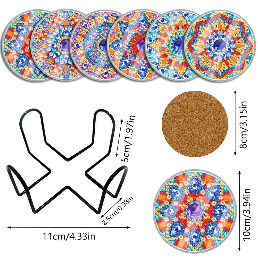 [Upgrade - Waterproof Coaster]6pcs DIY Mandala Coaster Set Holiday Christmas for Adults and Beginners(With Covers)