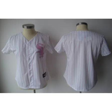 White Sox Blank White With Pink Strip Women's Fashion Stitched MLB Jersey