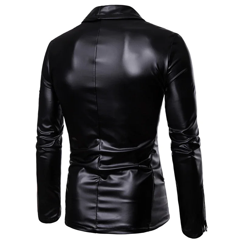 Men's PU Leather Zipper Motorcycle Leather Jacket