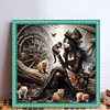Girl With Cat-11CT Stamped Cross Stitch 50*50cm/19.69*19.69in