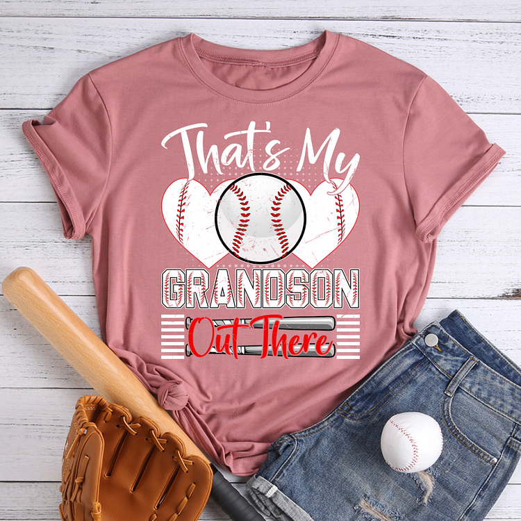 AL™ That's My Awesome Grandson Out There T-shirt Raw Hem Tee-xn0528-8-Annaletters