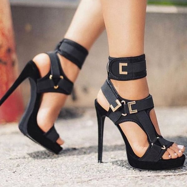 Susiecloths Stylish Buckle Ankle-Wrap High Heels