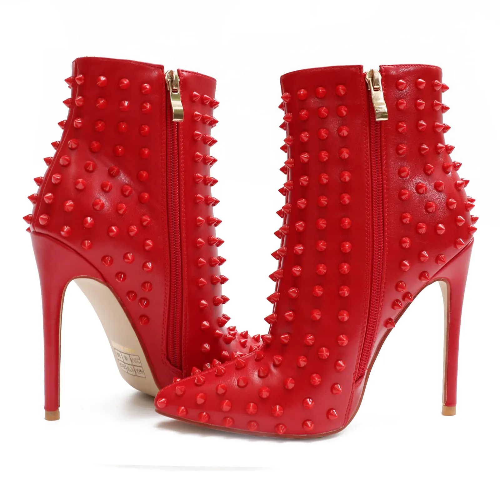 4.72" Women's Ankle Boots with Rivets Closed Pointed Toe Stilettos Boots-vocosishoes