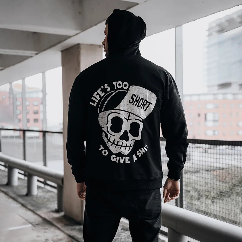 UPRANDY Life's Too Short To Give A Shit Printed Casual Men's Loose Hoodie -  UPRANDY