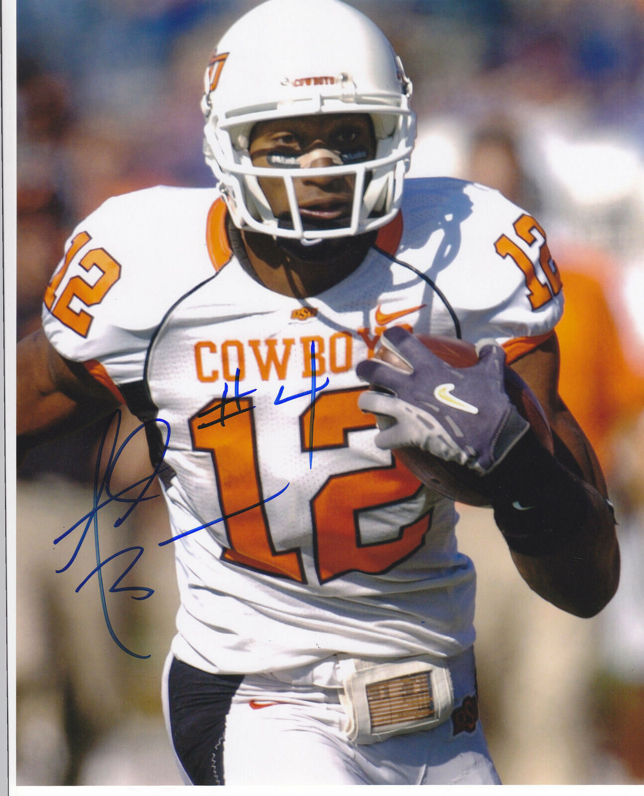 ADARIUS BOWMAN SIGNED OKLAHOMA STATE COWBOYS 8X10 Photo Poster painting EDMONTON ESKIMOS PROOF 2