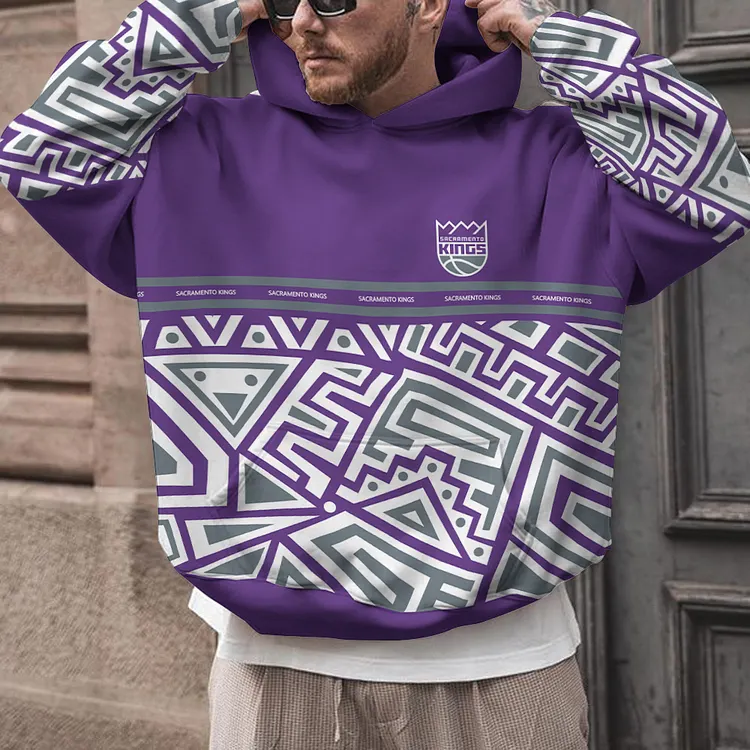 Sacramento Kings Printed Hooded Pocket Pullover Hoodie