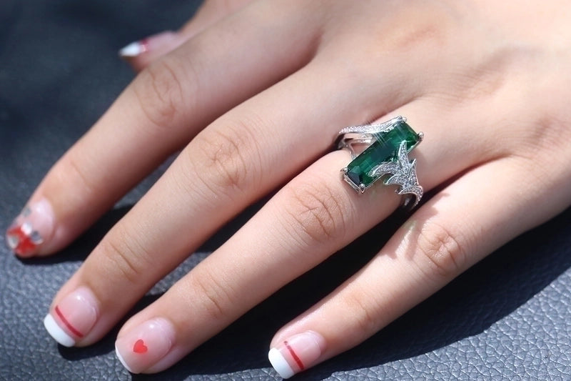 Fashion Seven-color Topaz Square Zircon Copper Ring