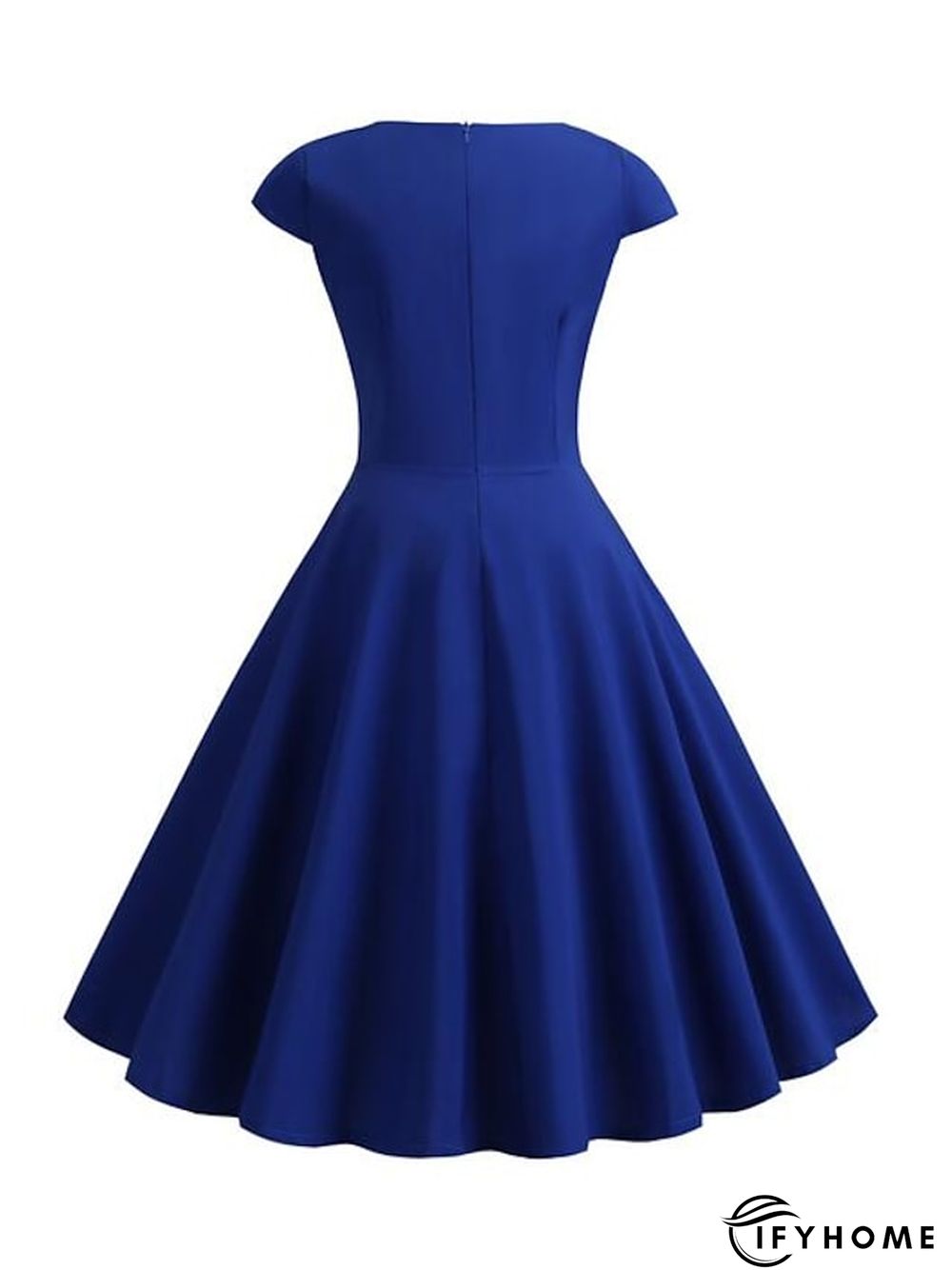 Women's Swing Dress Vintage Dress Midi Dress Black Yellow Pink Short Sleeve Pure Color Ruched Spring Summer Crew Neck Vintage Daily Weekend Slim S M L XL XXL | IFYHOME