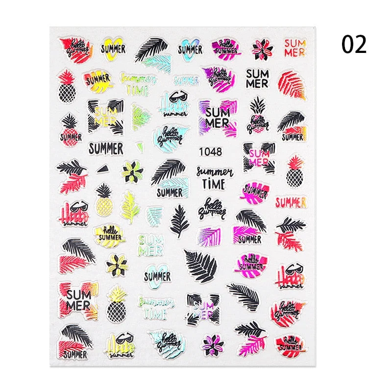 1 Pc 3D Nail Sticker Flower Leaves Slider Transfer Nail Stickers For Manicures Nail Art DIY Transfer Sticker Nail Art Decoration